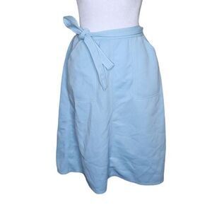 Vintage 1970s Wrap Skirt Womens Size 14 Blue Preppy Mod